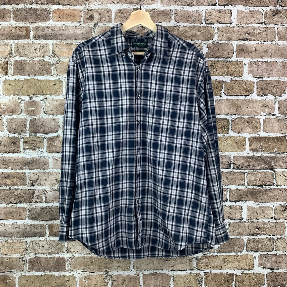 Dockers Mens Casual Button Down Shirt Plaid Medium